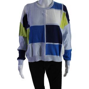 WISPR Womens Cotton Sweater Ribbed Hem Long Sleeved Sweater Colorblock Size M